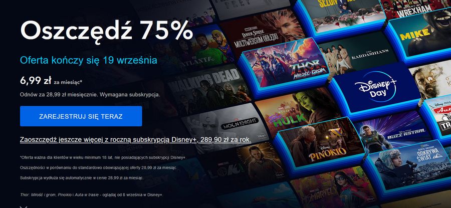 Promocja na Disney+ - 6,99 zł we wrześniu