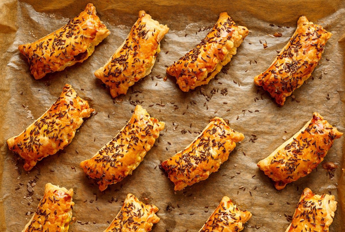 Flaky puff pastry cones with sauerkraut steal the party show