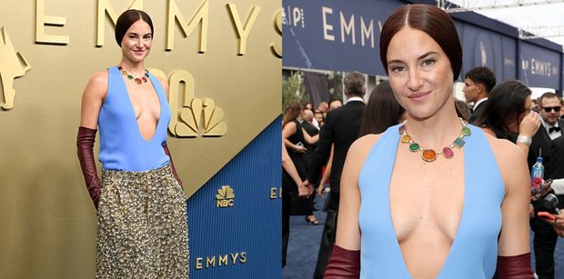 Stylizacja Shailene Woodley na rozdaniu Emmy rozbawiła internautów do łez: "Dlaczego założyła rękawice DO MYCIA NACZYŃ?" (ZDJĘCIA)