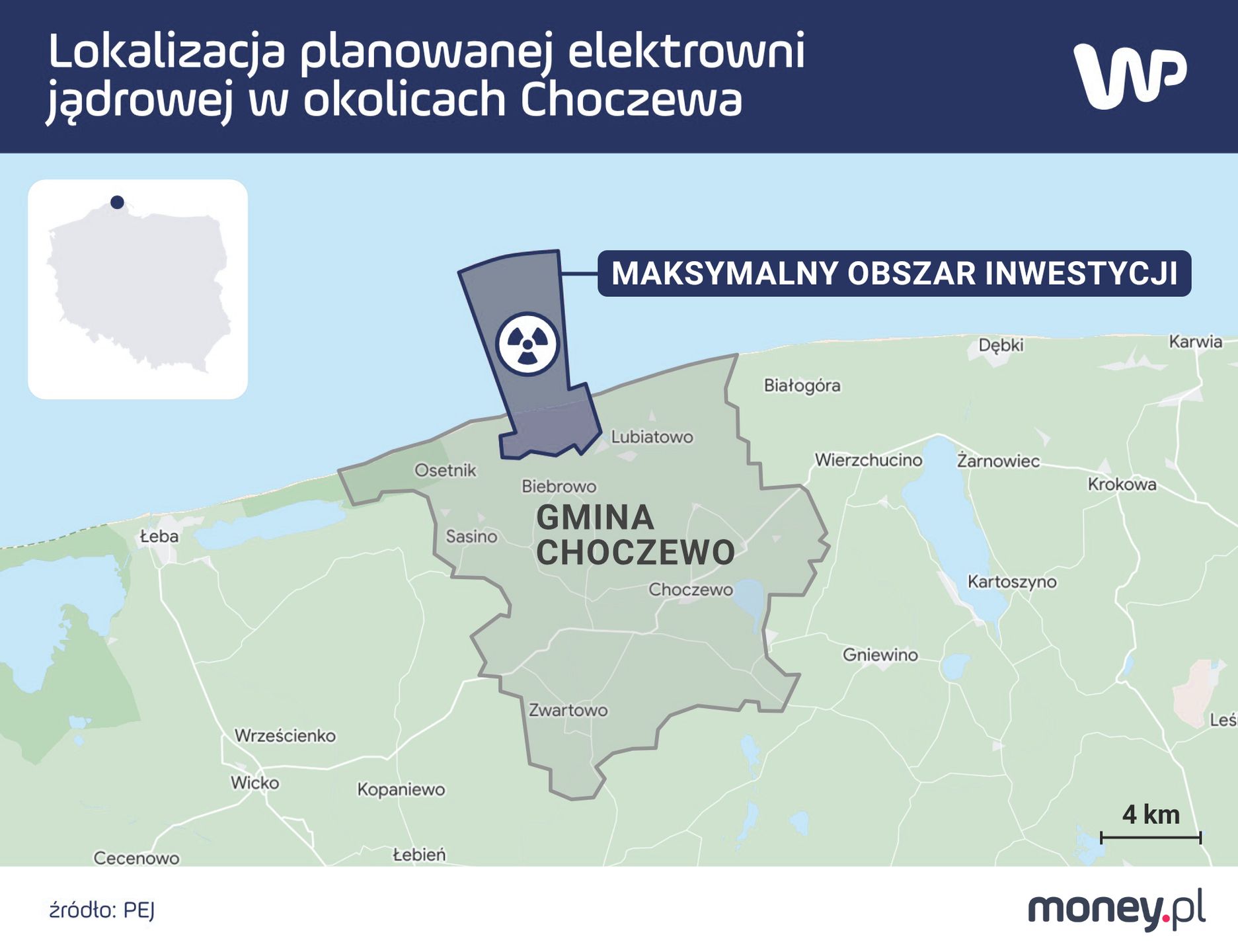 Lokalizacja pierwszej elektrowni jądrowej w Polsce