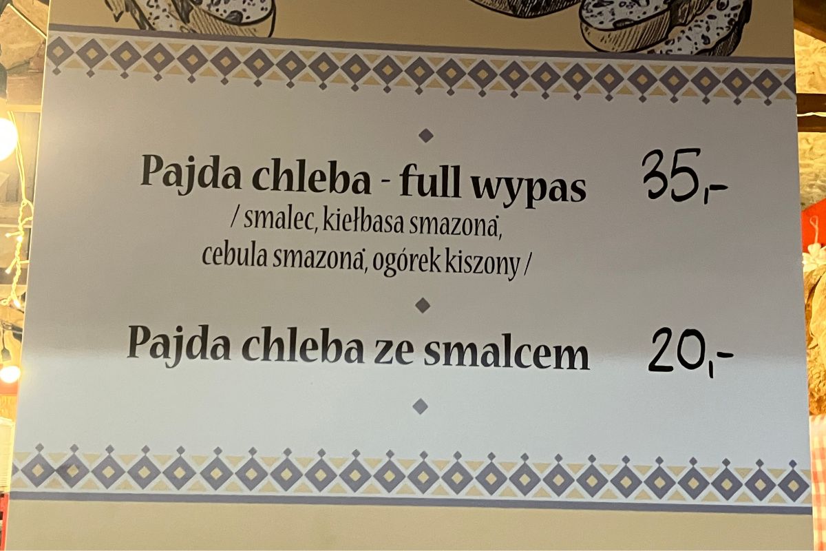 Cennik chleba ze smalcem