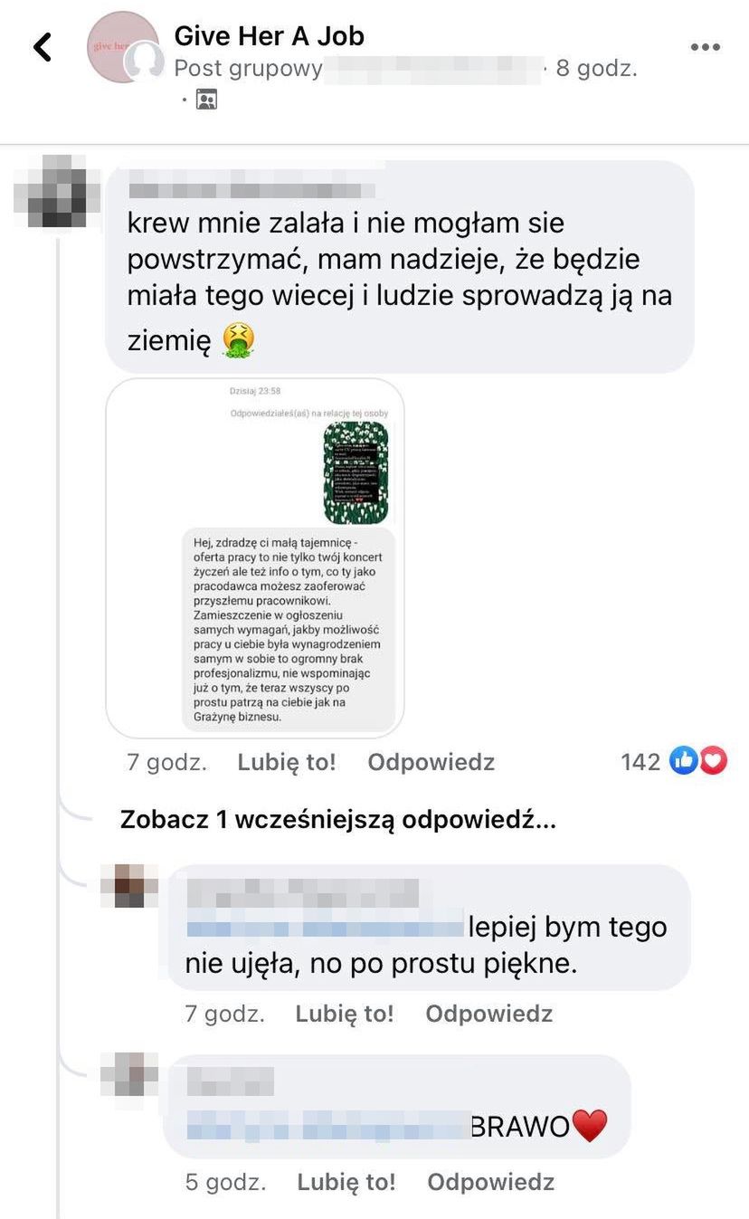 Reakcja na wpis Mai Bohosiewicz