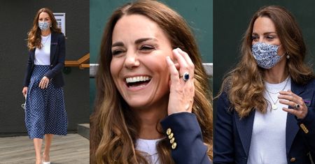 Kate Middleton w spódnicy za 4 tysiące złotych dopinguje tenisistów na kortach Wimbledonu (ZDJĘCIA)