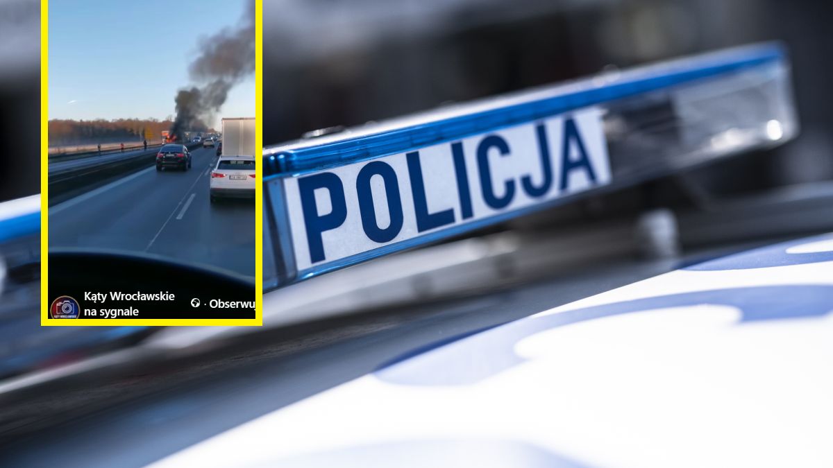 Pożar busa na autostradzie A4