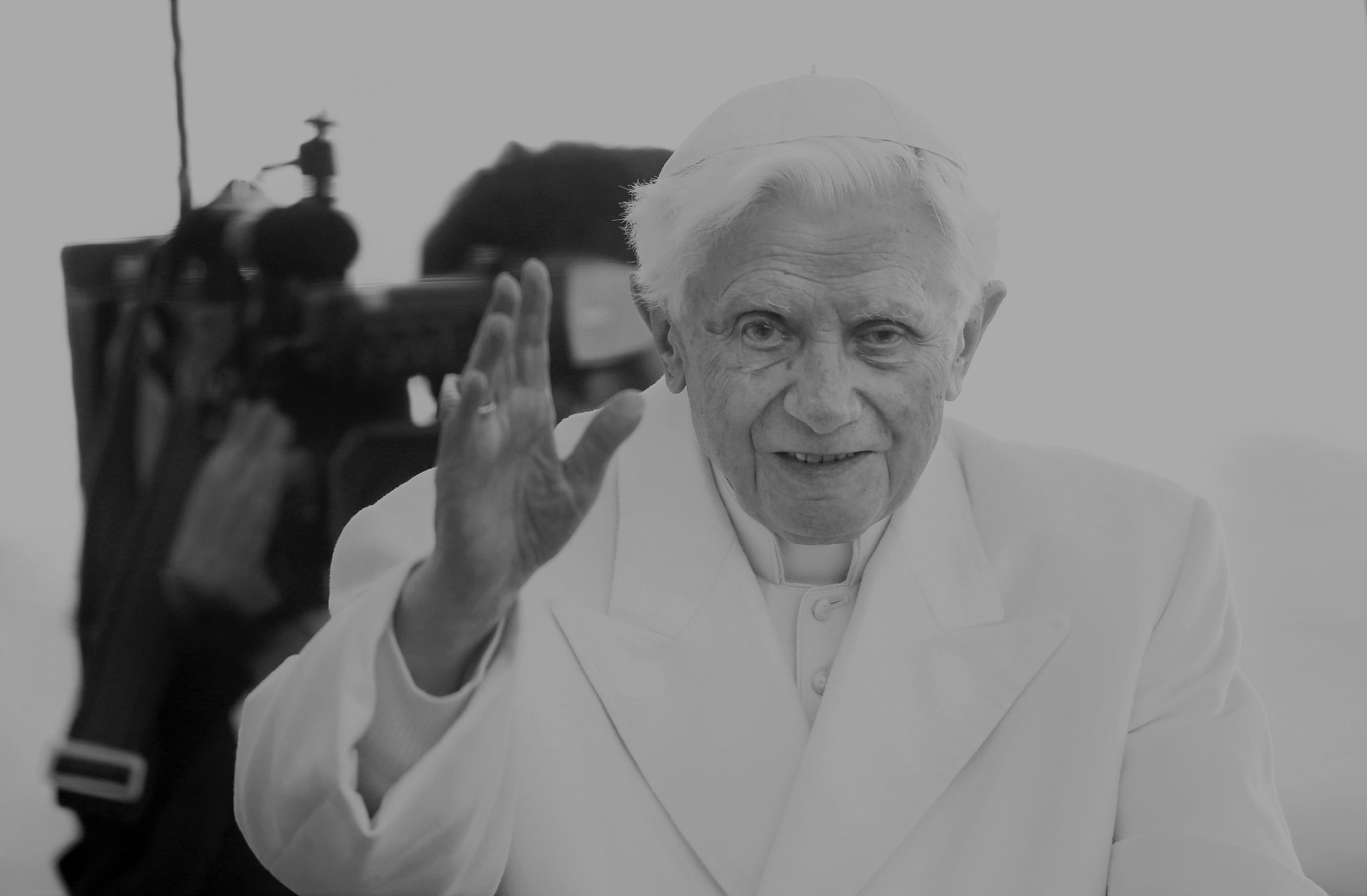 Pope Benedict XVI Holds His Final General Audience Before His Retirement
VATICAN CITY, VATICAN - FEBRUARY 27:  Pope Benedict XVI waves to the faithful as he arrives  in St Peter's Square for his final general audience on February 27, 2013 in Vatican City, Vatican. The Pontiff attended his last weekly public audience before stepping down tomorrow. Pope Benedict XVI has been the leader of the Catholic Church for eight years and is the first Pope to retire since 1415. He cites ailing health as his reason for retirement and will spend the rest of his life in solitude away from public engagements.  (Photo by Franco Origlia/Getty Images)
Franco Origlia
Benedict XVI, Catholicism, Pope, Religion, Spirituality