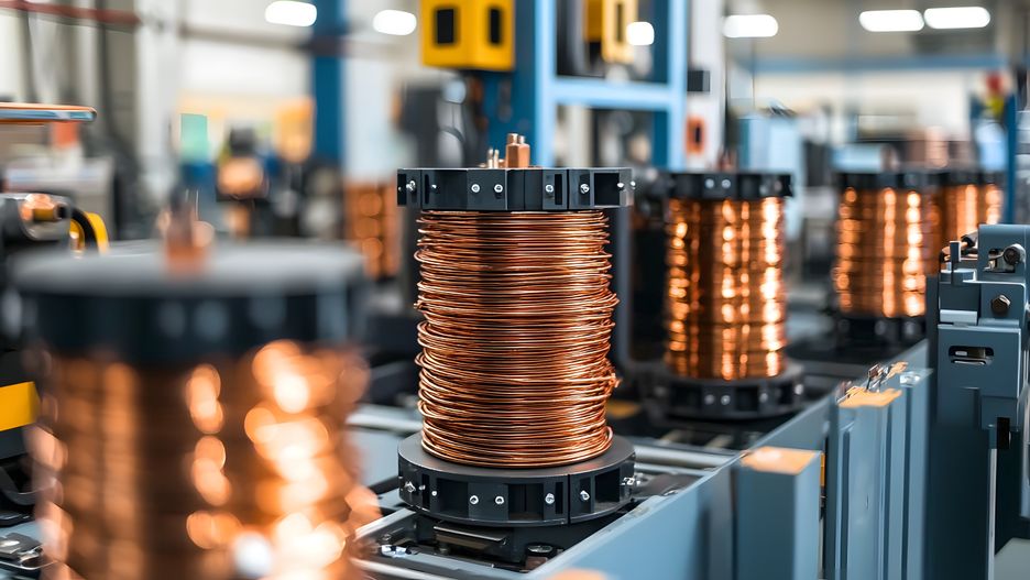 Closeup view of copper wire being carefully wrapped around a transformer core during the manufacturing process in an industrial factory setting
copper, wire, transformer, core, manufacturing, process, industry, power, engineering, technology, electric, energy, production, factory, machinery, industrial, coil, metal, closeup, detail, machine, equipment, tool, supply, material, construction, utility, infrastructure, electrical, surge, circuit, winding, conductor, voltage, current, magnetic, component, electronics, distribution, generator, copper, wire, transformer, core, manufacturing, process, industry, power, engineering, technology, electric, energy, production, factory, machinery, industrial, coil, metal, closeup, detail, machine, equipment, tool, supply, material, construction, utility, infrastructure, electrical, surge, circuit, winding, conductor, voltage, current, magnetic, component, electronics, distribution, generator