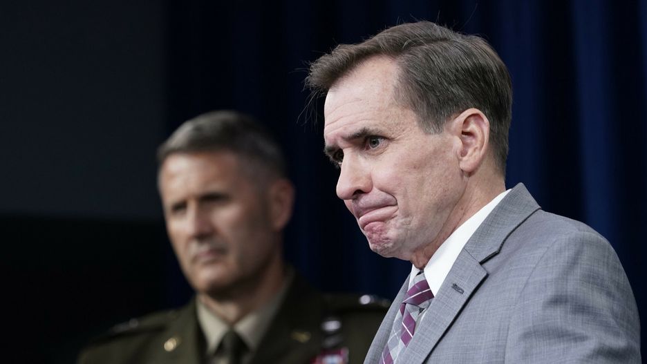 TemporaryPentagon spokesman John Kirby, right, and Army Maj. Gen. William "Hank" Taylor, left, listen to questions during a briefing at the Pentagon in Washington, Saturday, Aug. 28, 2021. (AP Photo/Susan Walsh)AP