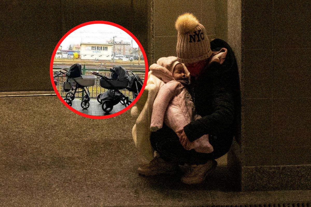 Dziecięce wózki na stacji w Przemyślu. Polki przekazują je matkom z Ukrainy 
