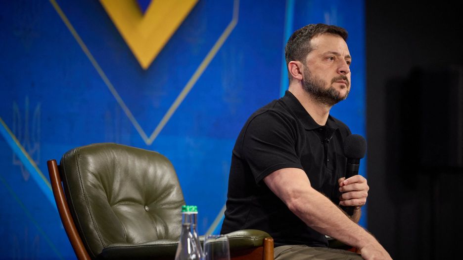 Temporary
Handout photo shows Ukraine's President Volodymyr Zelensky speaks during a joint press conference in Kyiv, on August 27, 2024. Zelensky said the incursion into Russia?s Kursk region was the first part of Kyiv?s victory plan, which he intends to present to US President Joe Biden in September. At a press conference in Ukraine?s capital on Tuesday, Zelensky said he plans on attending the United Nations General Assembly in September, where he would meet Biden. He added that the plan?s success largely depends on the US. Photo by Ukrainian Presidency via ABACAPRESS.COM
ABACA