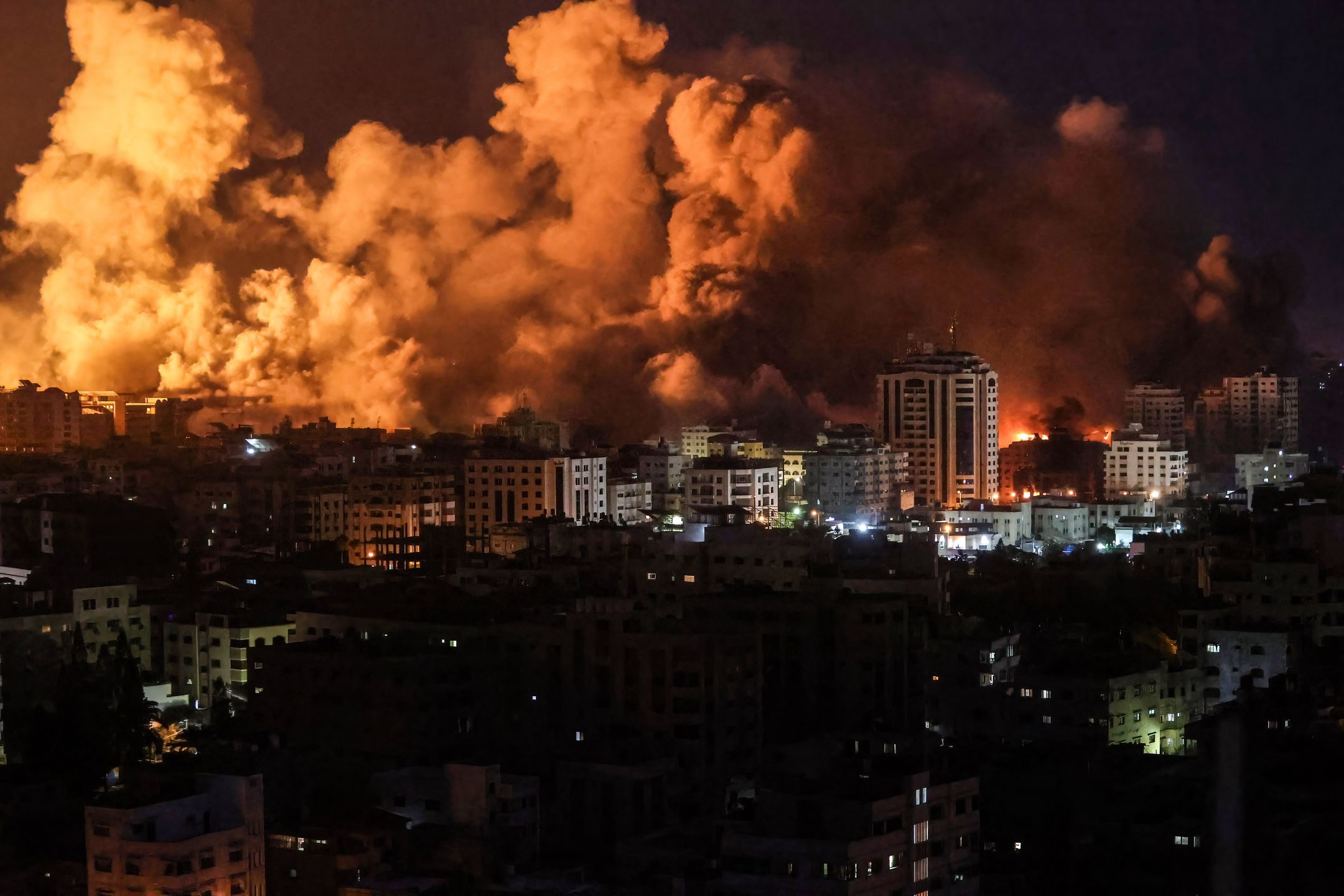 Flames and smoke billow during Israeli strikes in Gaza.
GAZA, PALESTINE - 2023/10/09: Flames and smoke billow during Israeli strikes in Gaza. Israel imposed a total siege on the Gaza Strip on October 9 and cut off the water supply as it kept bombing targets in the crowded Palestinian enclave in response to the Hamas surprise assault it has likened to the 9/11 attacks. (Photo by Ahmed Zakot/SOPA Images/LightRocket via Getty Images)
SOPA Images
911 attacks, aftermath, beach refugee camp, cut off, damage, flames, gaza-israel conflict, hamas surprise attack, israeli strikes, smoke, total siege, water supply