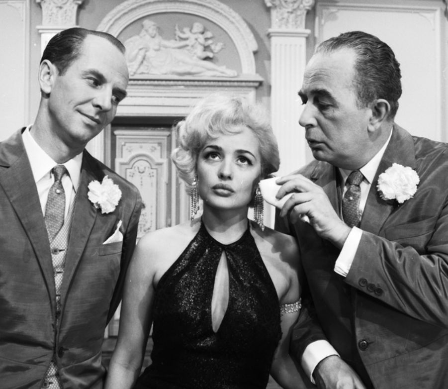 Jeremi Przybora, Anna Górna i Jerzy Wasowski w filmie "Upał" (1964)