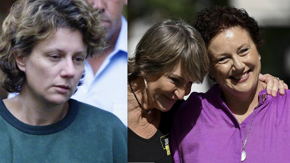 Kathleen Folbigg w 2004 roku i po uniewinnieniu w 2023