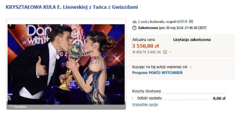 Kryształowa Kula Eweliny Lisowskiej została sprzedana na aukcji charytatywnej