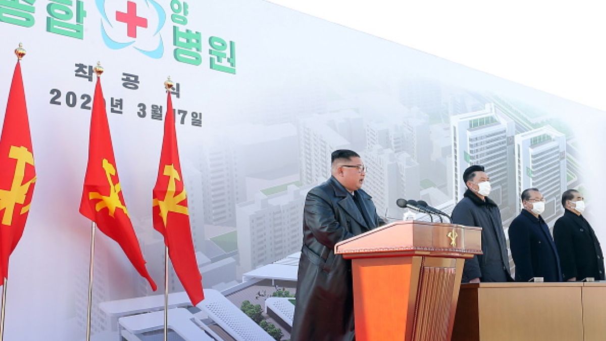 Kim Dzong Un w trakcie wystąpienia 