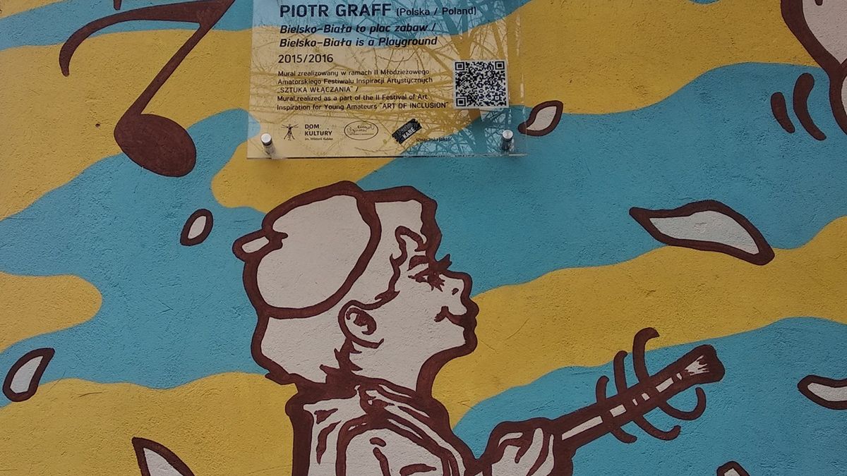 Bielsko-Biała. Wszystkie murale w mieście otrzymały tabliczki informacyjne.