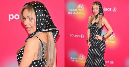 Odziana w chustę Doda pozuje na konferencji sopockiego festiwalu