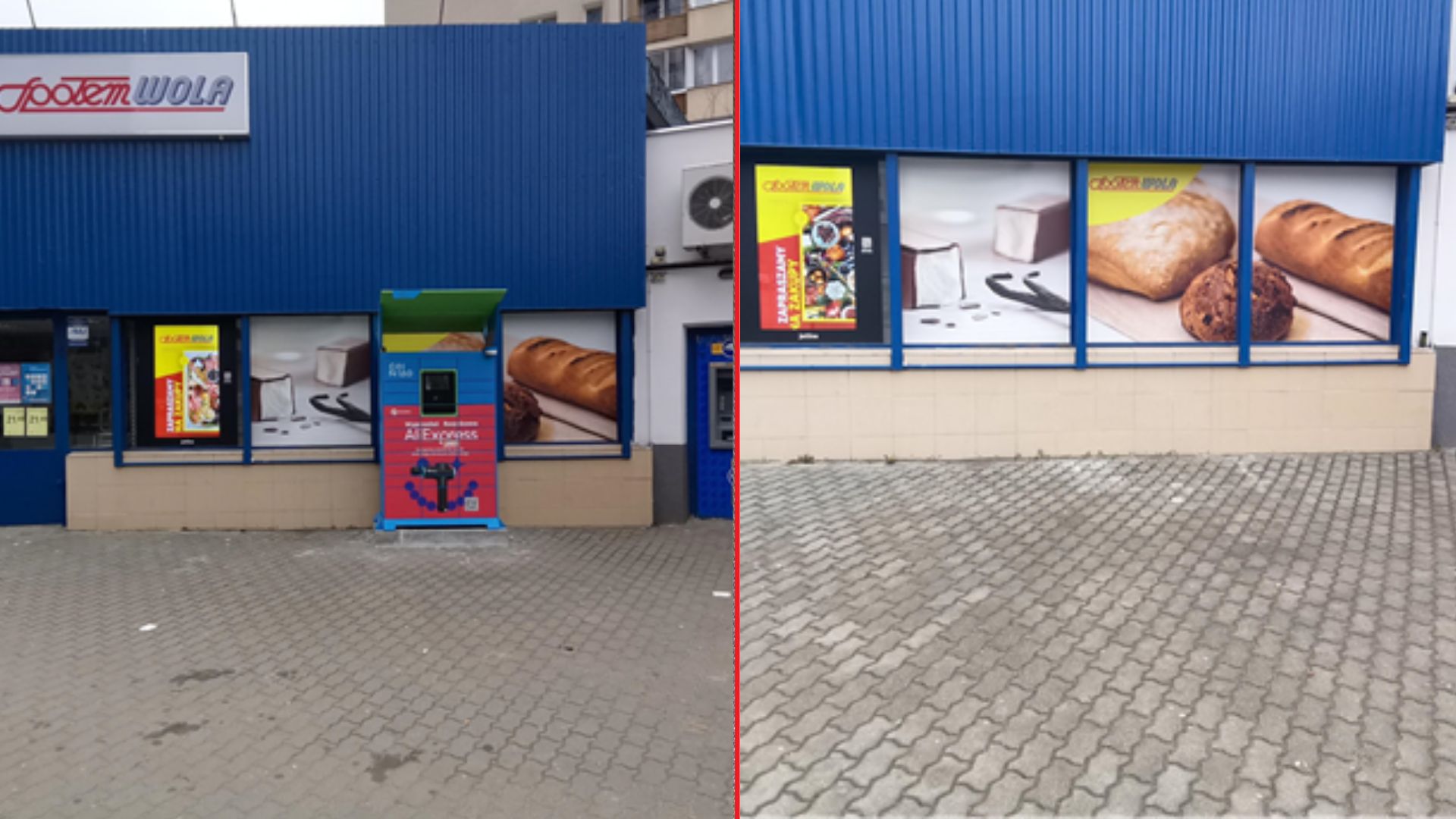 Ul. Miedziana 1, Warszawa. Zdjęcie 1 - przed demontażem. Zdjęcie 2 - po demontażu. 