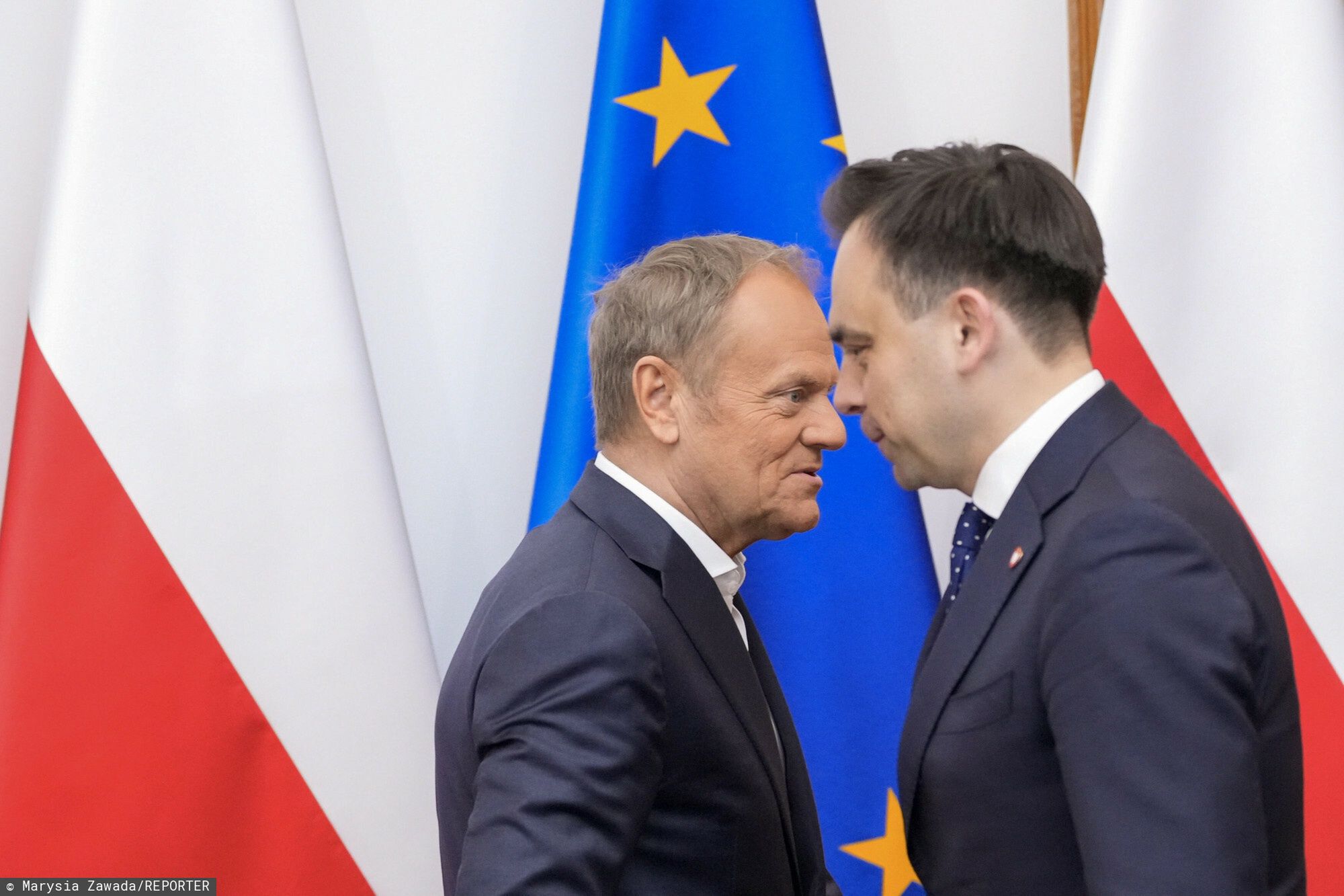 Premier Donald Tusk i minister finansów Andrzej Domański