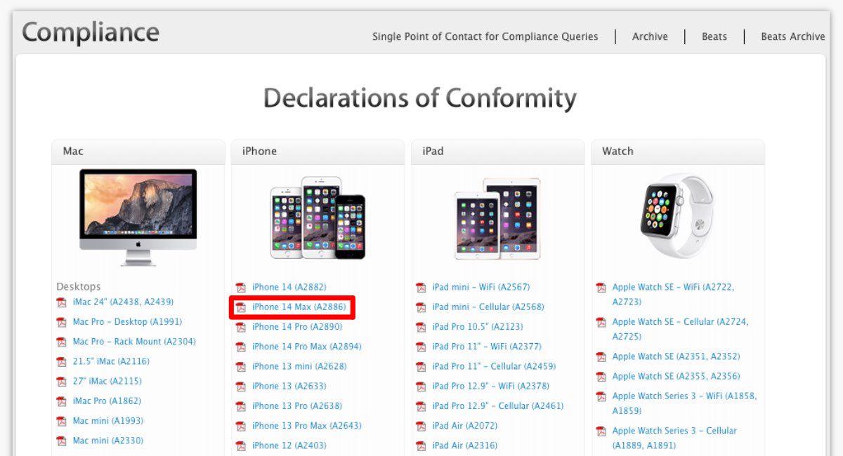 iPhone 14 Max na stronie Apple'a