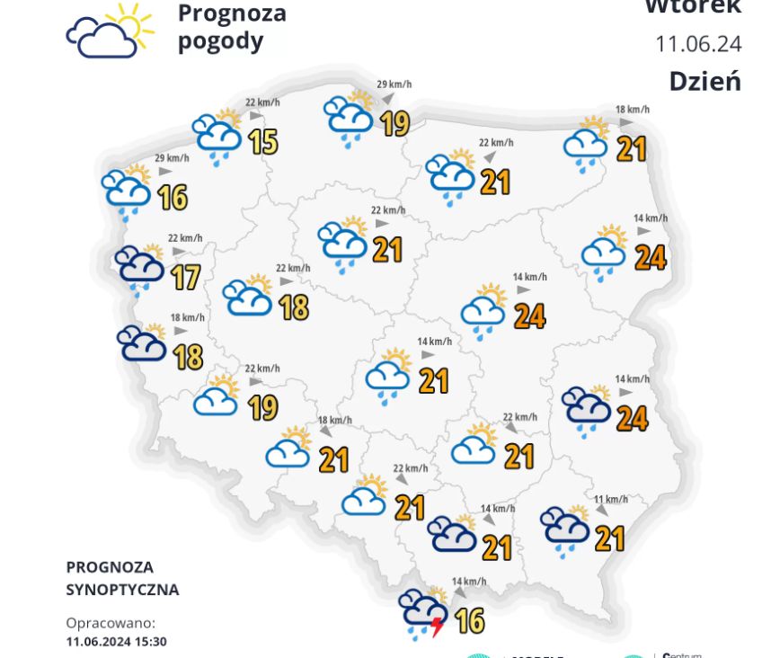 Prognoza pogody na wtorek