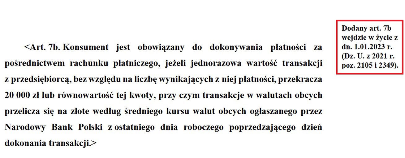 Fragment ustawy o prawach konsumenta