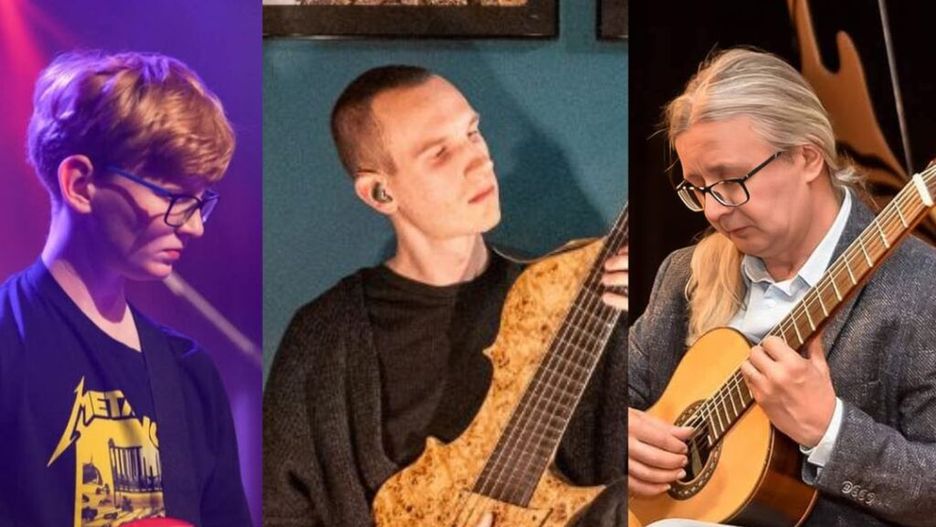 Mikołaj Ponieważ, Marcin Majcherek i Paweł Lach. Gitarzyści z Warsaw Fingerstyle Festival © materiały prasowe Julian Cochran Foundation