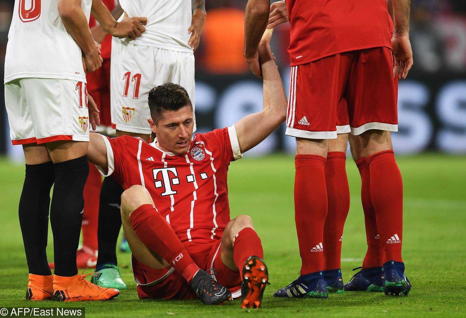 Robert Lewandowski z podbitym okiem na meczu FC Sevilla – Bayern Monachium