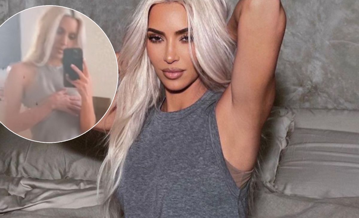 Kim Kardashian zaprezentowała się fanom w prześwitach. Musiała zakryć się ręką