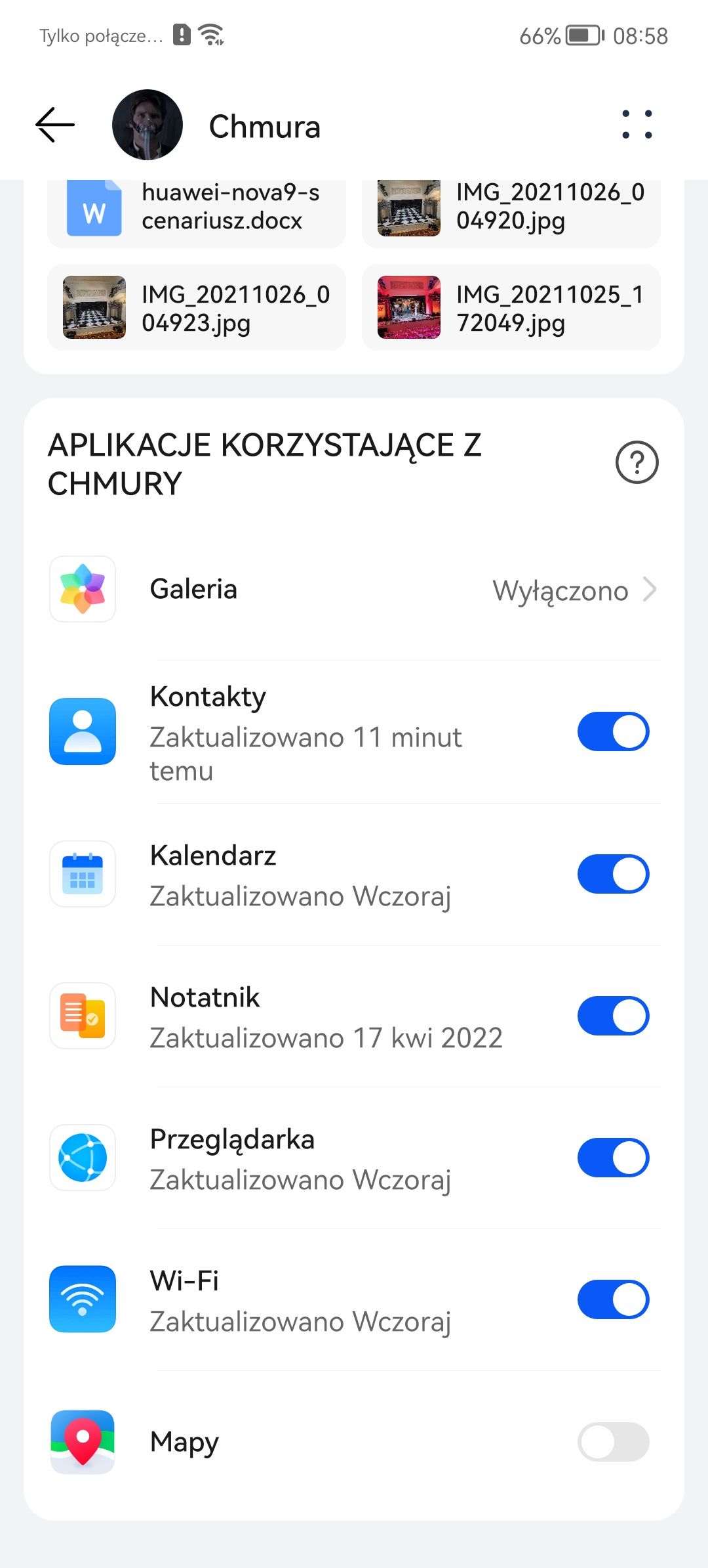Chmura Huawei ustawienia