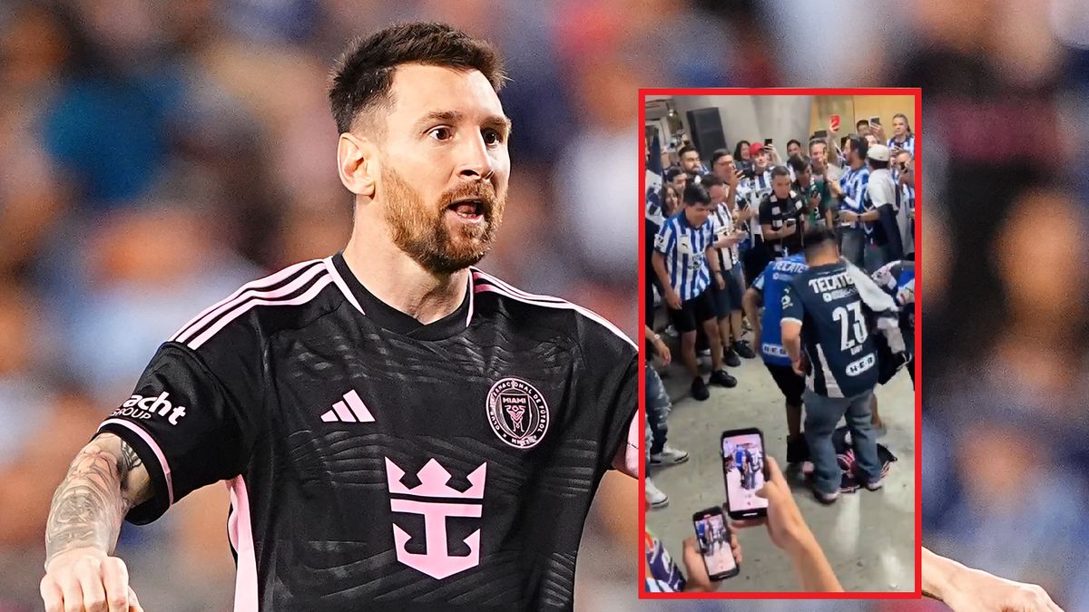 Na zdjęciu dużym Leo Messi. Na małym - meksykańscy kibice tańczący na jego koszulce