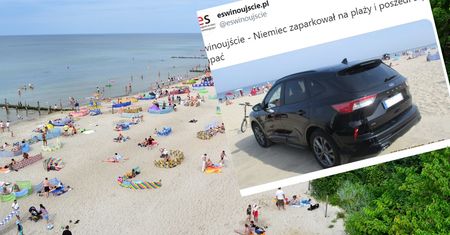 Straż miejska w szoku. Niemiec zaparkował na plaży i poszedł się kąpać