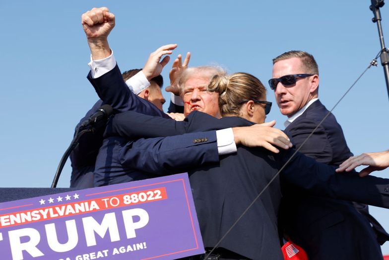 Donald Trump Injured During Shooting At Campaign Rally In Butler, PA
BUTLER, PENNSYLVANIA - JULY 13: Republican presidential candidate former President Donald Trump is rushed offstage during a rally on July 13, 2024 in Butler, Pennsylvania. Butler County district attorney Richard Goldinger said the shooter is dead after injuring former U.S. President Donald Trump, killing one audience member and injuring another in the shooting. (Photo by Anna Moneymaker/Getty Images)
Anna Moneymaker
bestof, topix