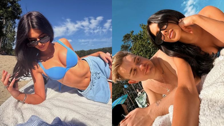 Roksana Węgiel i Kevin Mglej relaksują się nad jeziorem