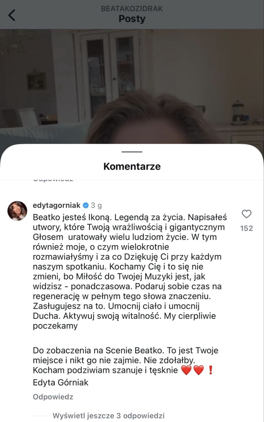 Komentarz Edyty Górniak 