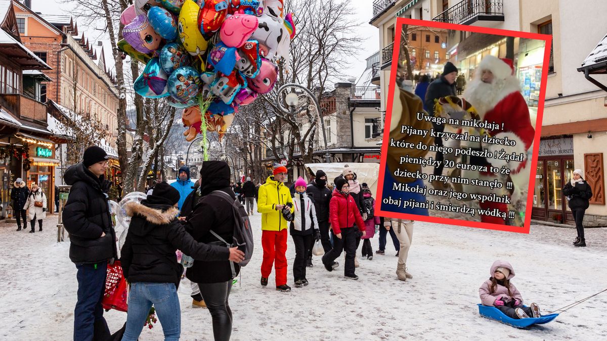 Skandal na Krupówkach. Pijany Mikołaj żądał opłaty 20 euro za zdjęcie 