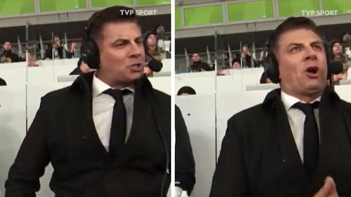 Twitter / TVP Sport / reakcja Mateusza Borka na gol Piotra Zielińskiego