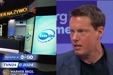 Kadr z TVN24 i David Ellison, prezes Paramount Skydance