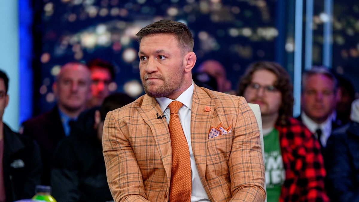 NEW YORK, NEW YORK - MARCH 15: Conor McGregor visits "Hannity" with host Sean Hannity at Fox News Channel Studios on March 15, 2023 in New York City. (Photo by Roy Rochlin/Getty Images)