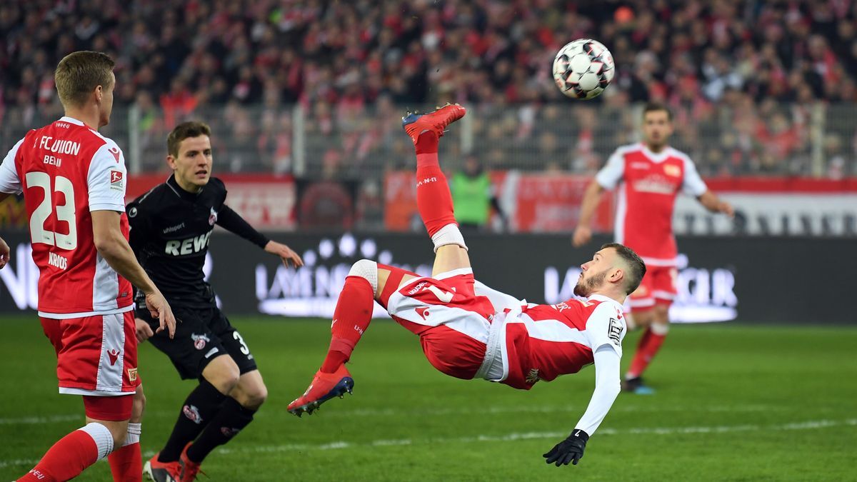 Zdjęcie okładkowe artykułu: Getty Images / Stuart Franklin/Bongarts / Na pierwszym planie zdjęcia: Marcel Hartel strzela przewrotką gola w meczu Union Berlin z FC Koeln w 19. kolejce 2. Bundesligi