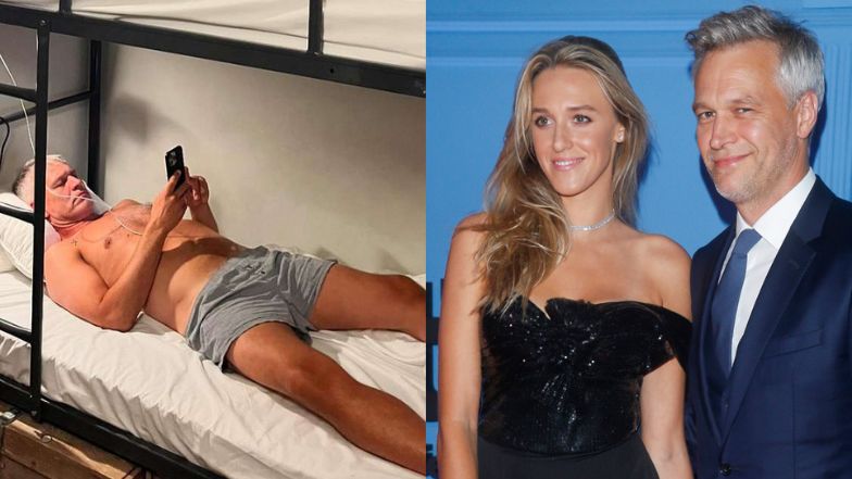 Michał Żebrowski z żoną Aleksandrą w łóżku.