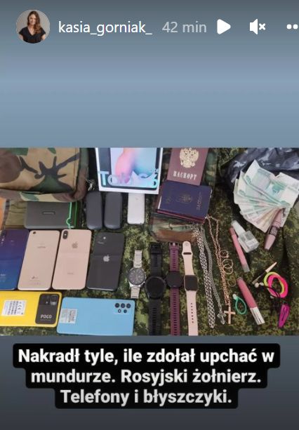 Dziennikarka pokazała łupy skradzione przez Rosjan