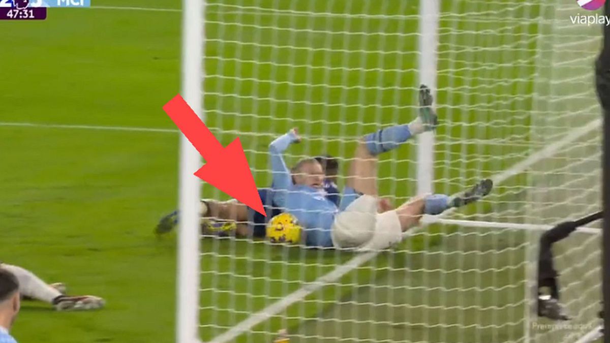 Twitter / twitter.com/viaplaysportpl / Na zdjęciu: gol Erlinga Haalanda w meczu PL z Chelsea