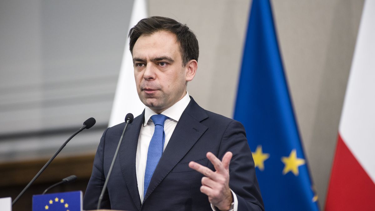 WARSAW, MASOVIAN VOIVODESHIP, POLAND - 2024/12/19: Andrzej Domanski, Poland's Minister of Finance speaks at a press conference. A press conference was held at the Ministry of Finance in Warsaw with the participation of the Minister of Finance, Andrzej Domanski, during which Minister Domanski presented the priorities of the Ministry of Finance regarding to the Polish Presidency of the EU's Council of Europe which starts on January 1 2025. (Photo by Attila Husejnow/SOPA Images/LightRocket via Getty Images)