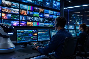 Pracowników operatora wspierają roboty AI (wizualizacja AI)