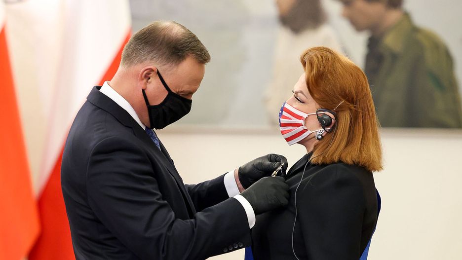 Andrzej Duda odznaczył Georgette Mosbacher Krzyżem Wielkim Orderu Zasługi RP (Kancelaria Prezydenta, Jakub Szymczuk)