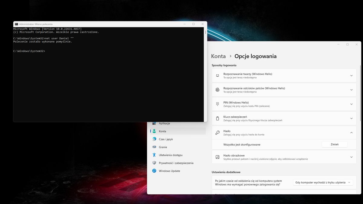 Windows 11: jak usunąć hasło logowania?