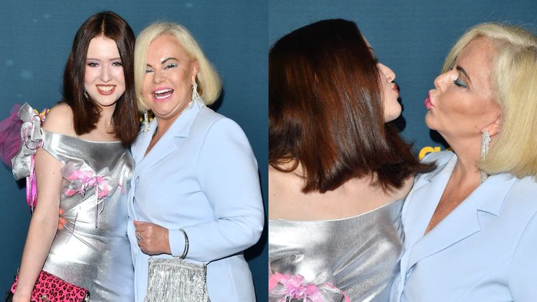 Opalona Joanna Kurowska w towarzystwie córki POSYŁA CAŁUSKI na ramówce Polsatu 