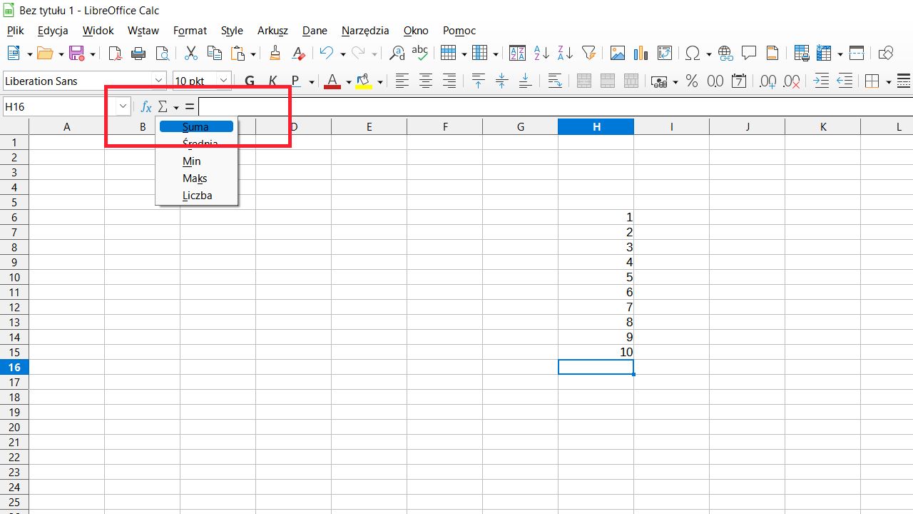 LibreOffice Calc: dwa kliki i mamy sumę