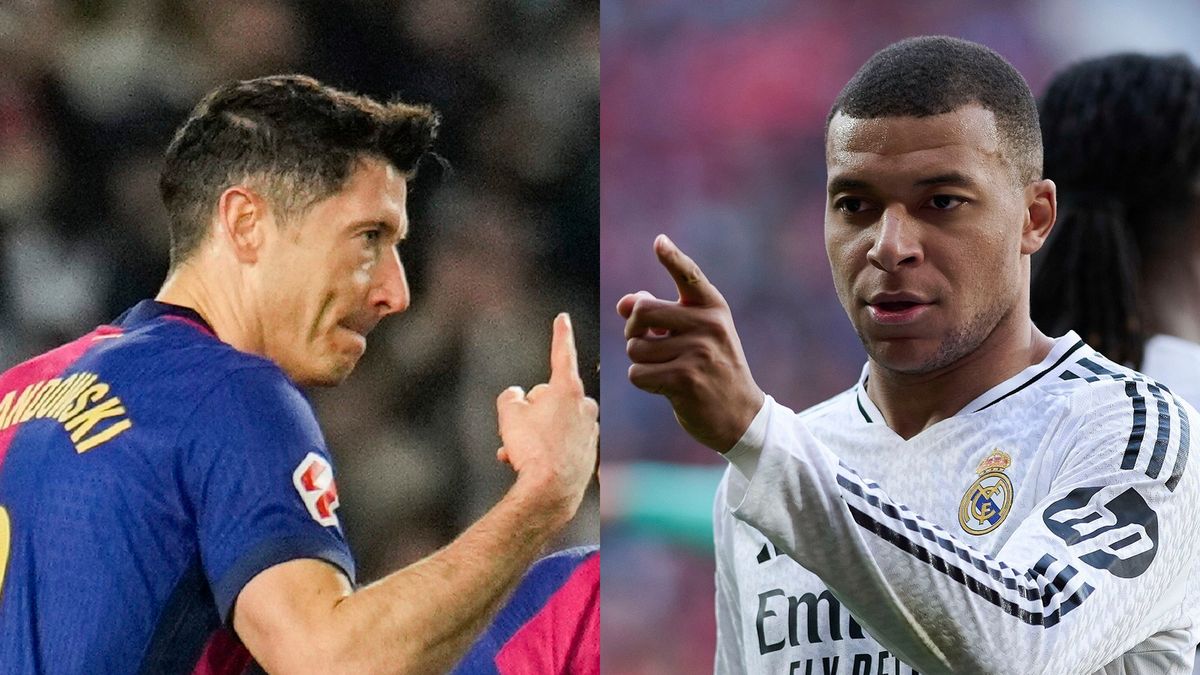 PAP/EPA / Alejandro Garia / Inaki Porto / Na zdjęciu: Robert Lewandowski i Kylian Mbappe