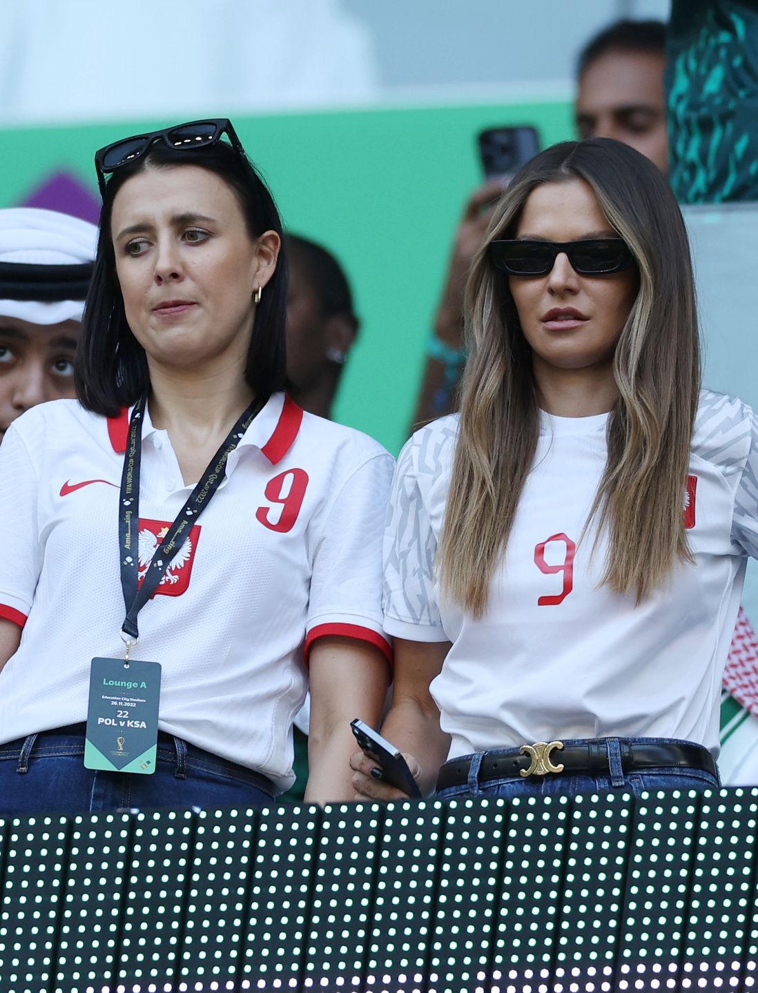 Anna Lewandowska i Milena Lewandowska na trybunach meczu Polska kontra Arabia Saudyjska